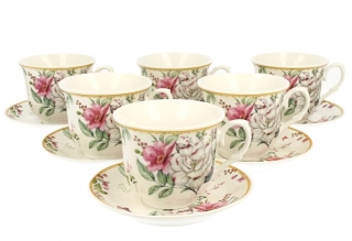 Darčekový porcelánový set šálok s tanierikmi 6+6
