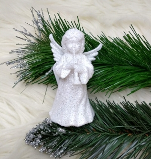 Vianočná dekorácia luxusný biely anjelik