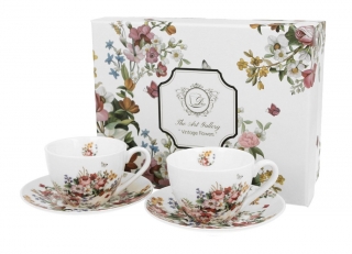 Picollo porcelánová súprava Vintage flowers 2+2 ks