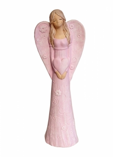 Soška anjela ružová Viki 40 cm