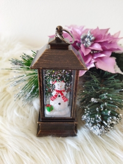 Vianočný LED lampášik snehuliak 13 cm