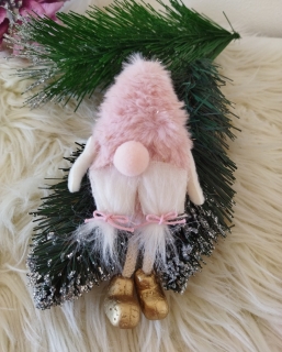Vianočný škriatok na stromček ružová 14 cm