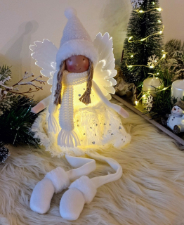 Vianočná anjelka LED biela 50 cm