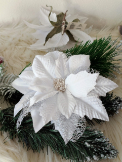 Biela vianočná poinsetia 17 cm