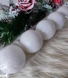 Vianočné gule biele 7 cm 6 ks