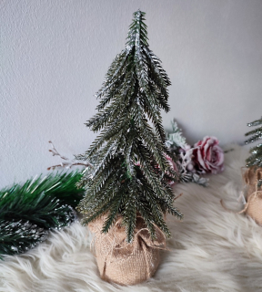 Vianočná dekorácia stromček v jute 26 cm