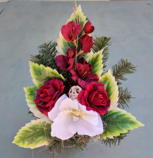 Smútočná ikebana červená 38 cm