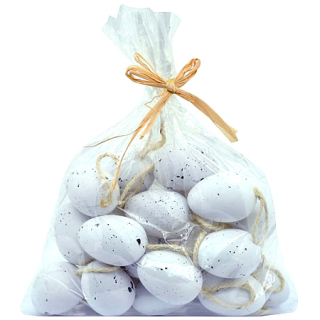 Biele strakaté veľkonočné vajíčka 12 ks 4 cm
